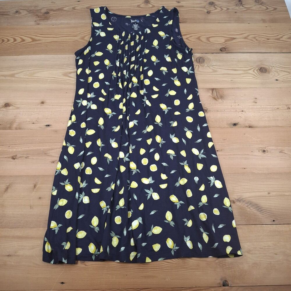 Croft & Barrow Dress Womens Size Large  Navy Blue Lemons